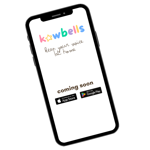 Kowbells app showing a bedtime story on a phone screen